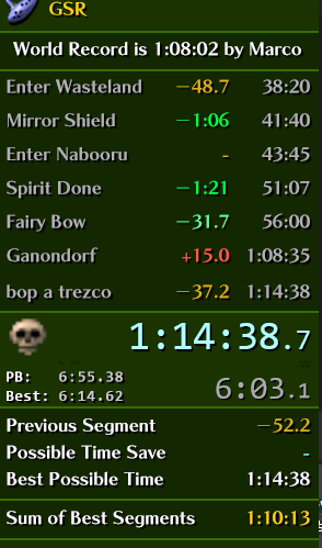 finalmente 1:14, me impresiona que la run se haya backupeado así en el último split xd