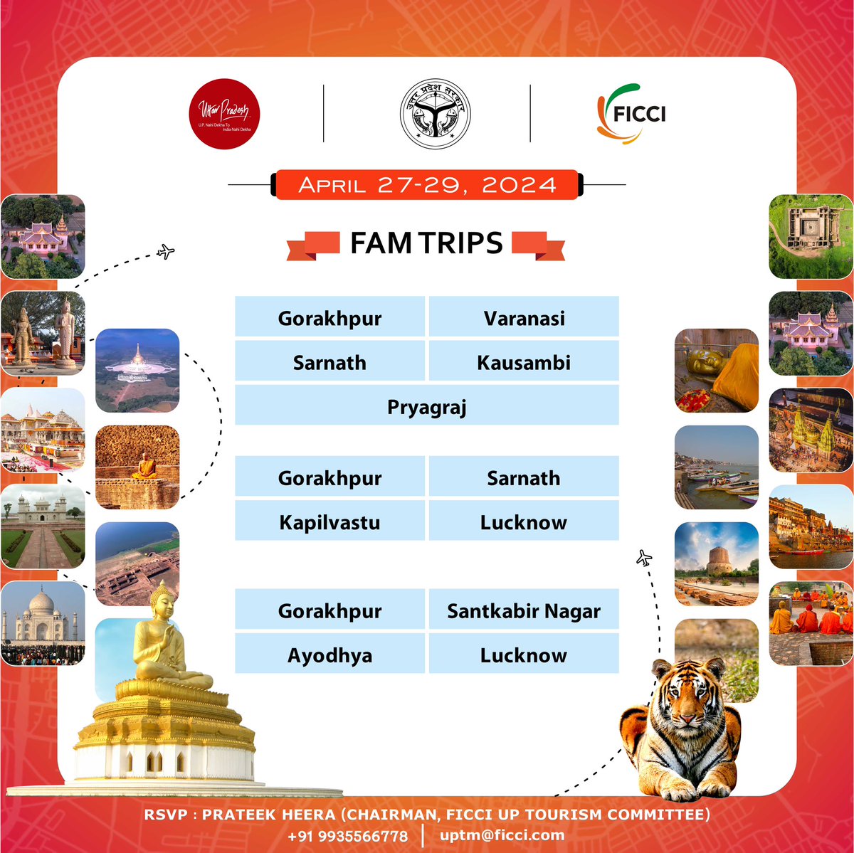 Get ready to unravel the best of Uttar Pradesh, at #UPTravelMart2024. Date: 25th-29th April, 2024 Venue: Baba Gambheernath Auditorium, #Gorakhpur #UttarPradeshTravelMart2024 #UPTravelMart2024 #TravelMart #FFICCI #UPTourism #Travel #FamTrip #TravelAndTourism @MukeshMeshram