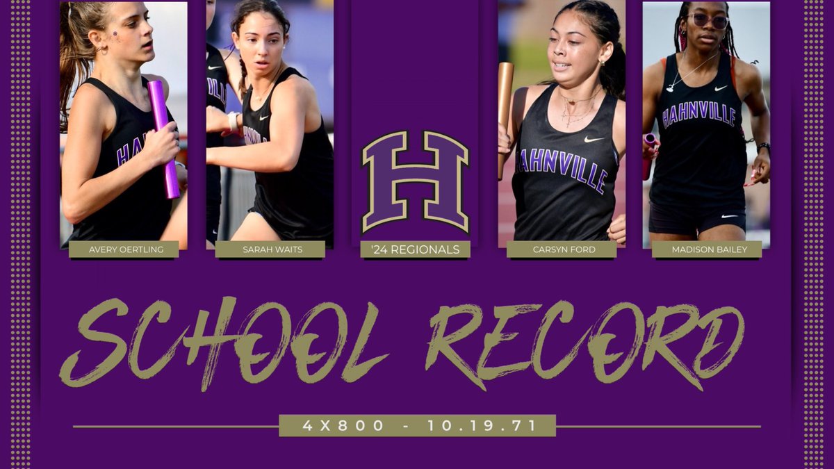 Congratulations to Avery Oertling, Sarah Waits, Carsyn Ford, and Madison Bailey! They broke the school record for the 4 X 800 relay! 🎉🐅