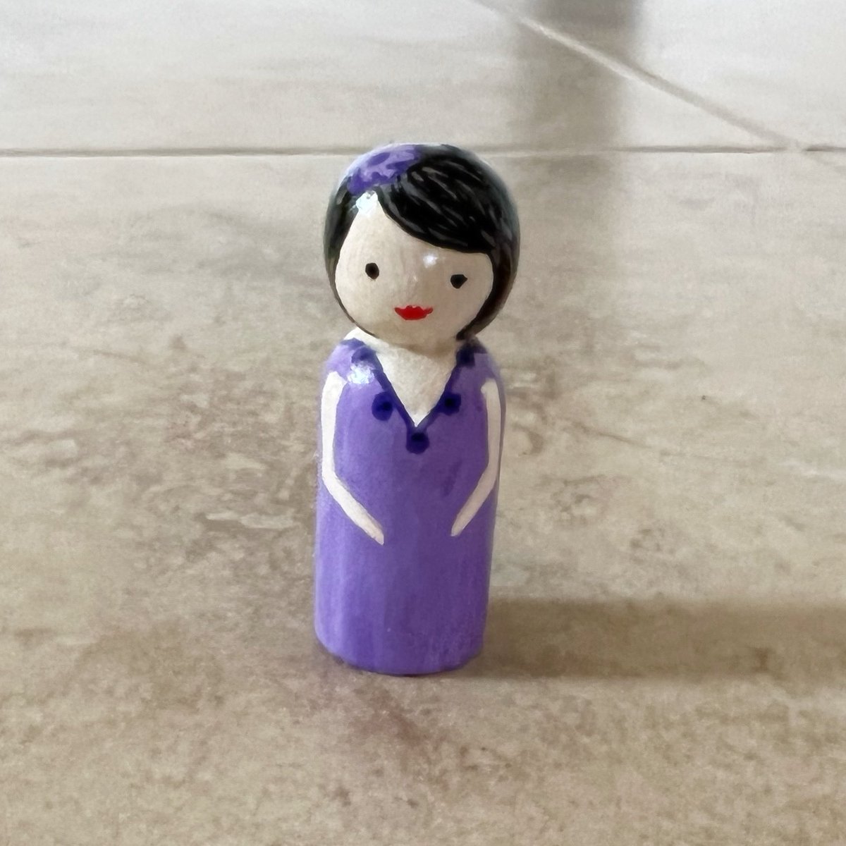 Peg doll, ‘Anita’, Size: 2 inch height x 1 inch width. 
.
.
.
#artist #art #artwork #pegdoll #artoftheday #hobbies #craft  #paint #acrylic #acrylicart  #bircedikici #create #creative #birceart  #ornaments #design #handmade #decoration #homedecor #handmadedecor #carveouttimeforart