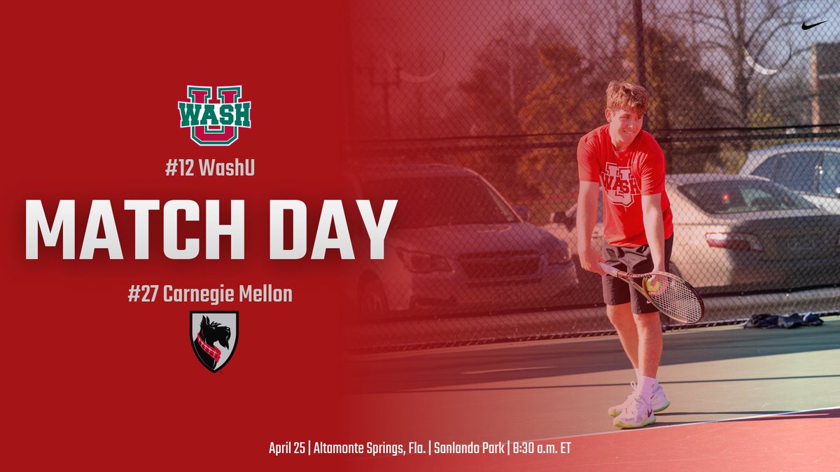 MATCH DAY and UAA Quarterfinal! #12 @WashUmTennis vs. #27 Carnegie Mellon 📍Altamonte Springs, Fla. | Sanlando Park 🕐 8:30 a.m. ET 📊 tinyurl.com/3sz2stnd ℹ️ tinyurl.com/26txvkpk #RuntotheBattle