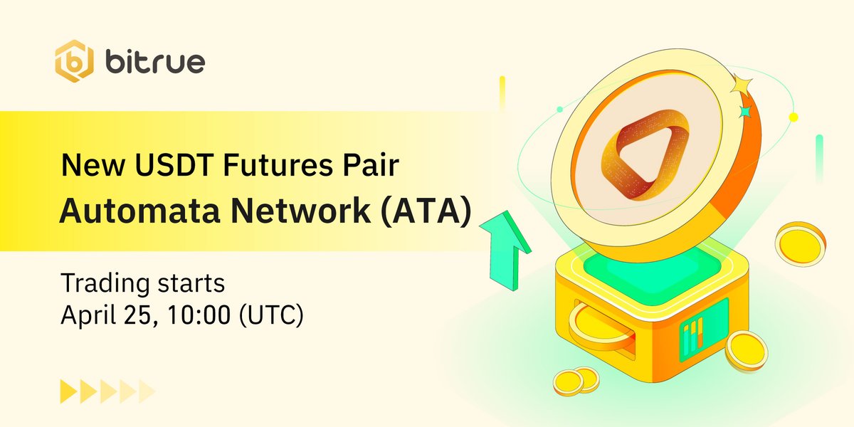 🚀 #Bitrue is launching a new Perpetual Futures pair! $ATA @AutomataNetwork  

✅ Up to 20x leverage
✅ Trading starts 10:00 UTC, 25 Apr

👉 Details: support.bitrue.com/hc/en-001/arti…