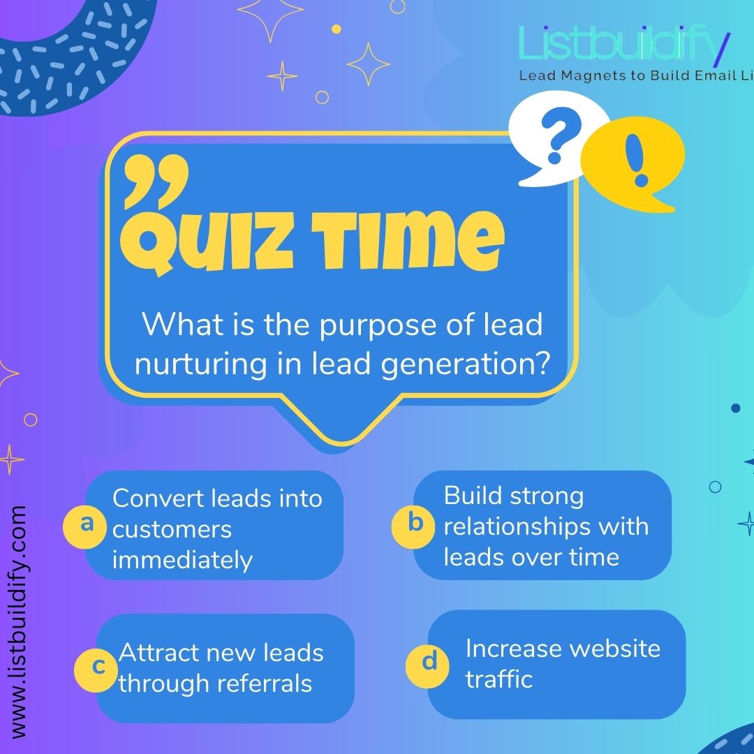 LBuildify's tweet image. The purpose of lead nurturing is simple yet powerful: to build strong relationships with leads over time. #Listbuildify #LeadNurturing #RelationshipBuilding #EmailMarketing #DigitalMarketing #MarketingAutomation #Personalization #TargetedEmails #CustomerEngagement #BusinessGrowth