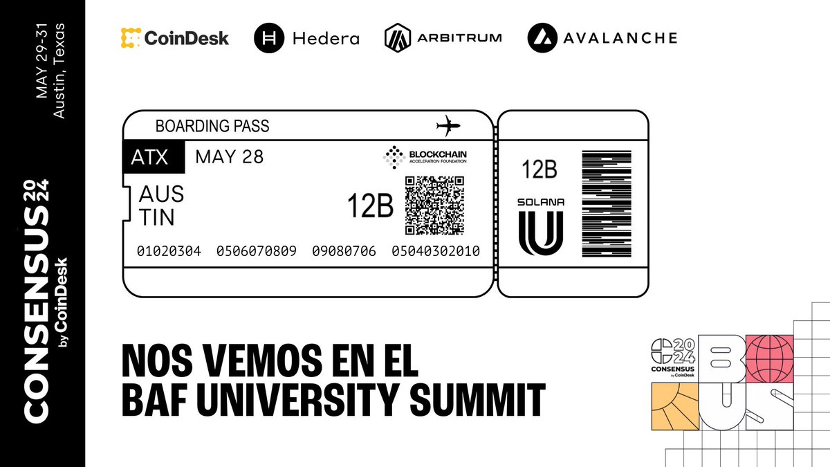 ¡Es un honor haber sido seleccionado por @SolanaUni para la BAF Beca! 🙏🏼 Representaré a México 🇲🇽 y a mi universidad en @consensus2024 en Austin, TX. Mil gracias @TheBAFNetwork y @coindesk, sin ellos no sería posible. ¡NOS VEMOOS ALLÁ! #BAFBeca #Consensus2024 🚀