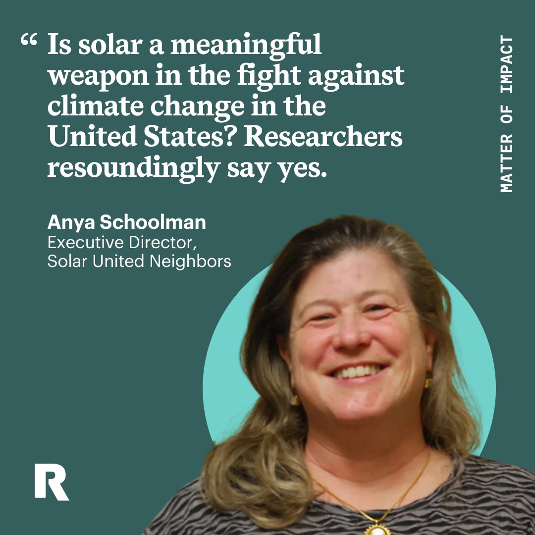 Anya Schoolman's son was just 12 when he sparked a solar revolution.🔆 With the support from their neighbors, they launched @SolarNeighbors in 2007. Today, they have powered over 9,300 homes. rockefellerfoundation.org/insights/grant… #MatterOfImpact