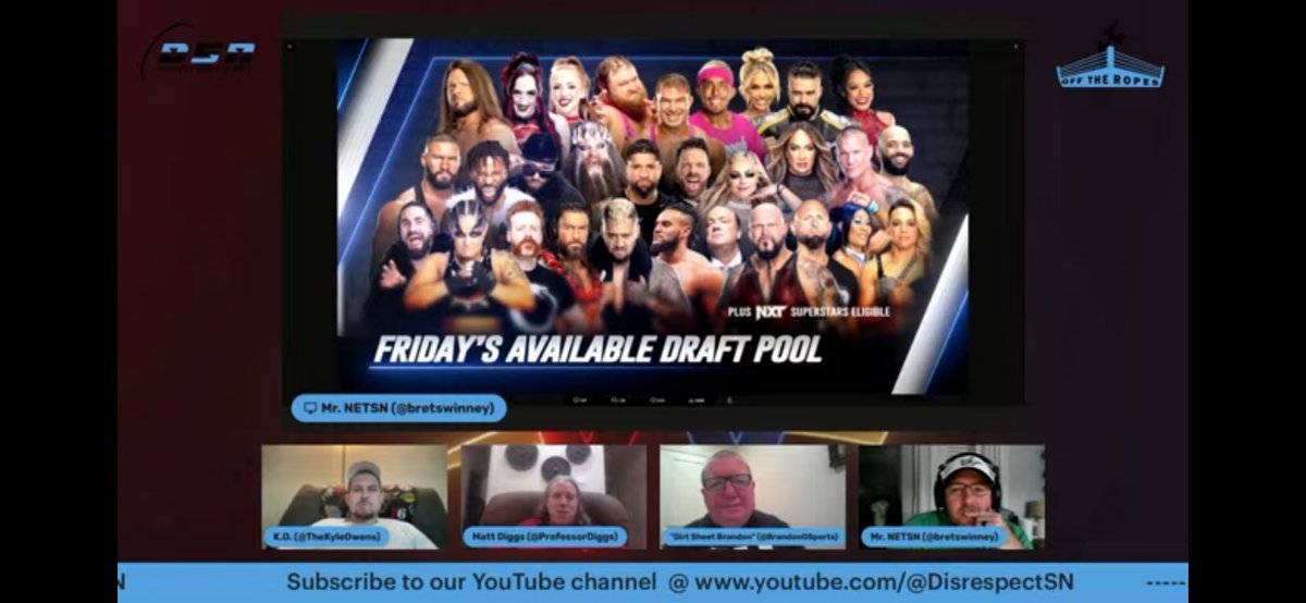 It was a fun show tonight with @bretswinney @THEKyleOwens and @ProfessorDiggs talking about AEW Dynasty and the WWE Draft. m.youtube.com/watch?v=KH-bL-…