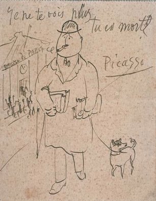 Caricature du Poète Apollinaire par son ami Picasso