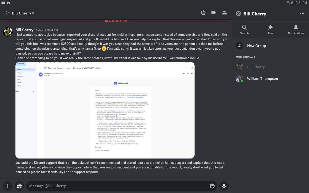 Hey <a href="/discord/">Discord</a> and <a href="/discord_support/">Discord Support</a> don't ban me I'm innocent