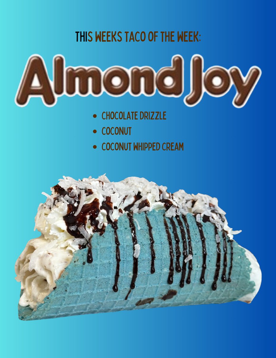 TacosUtah's tweet photo. Are you a lover or hater of almond joys? 🩵 #almondjoy #saltlakecity https://t.co/LvR7ipdXZu
