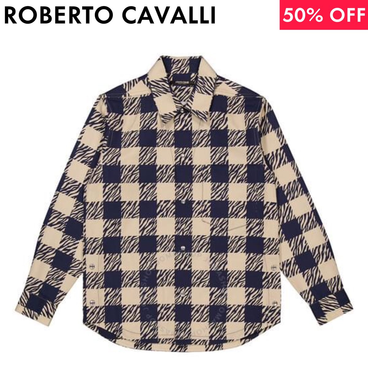 50% Off ROBERTO CAVALLI Zebra Vichy Print Relaxed Fit Shirt jomashop.com/roberto-cavall… #RobertoCavalli #Fashion #Streetwear
