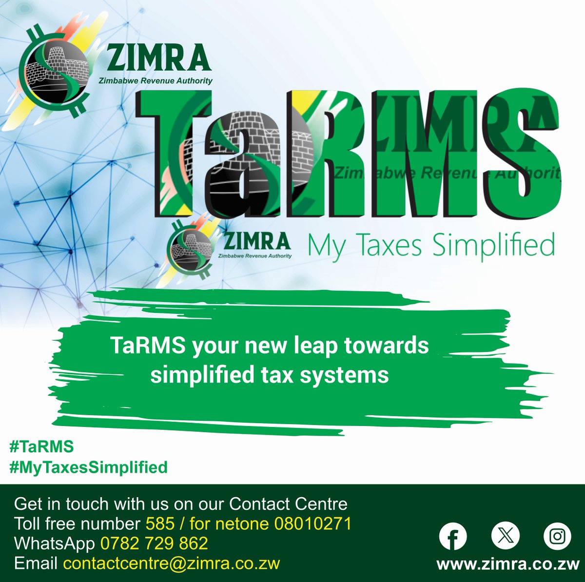 Zimra_11's tweet photo. TaRMS your new leap towards simplified tax systems #TaRMS https://t.co/9u1h5QvVNB