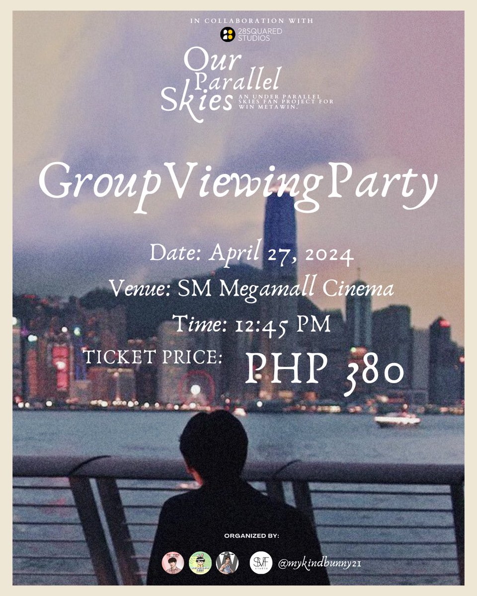 OUR PARALLEL SKIES ☁️

' UPS Group Viewing Party 🎥 '

Join us for a group viewing party this April 27, 2024! 

To join:
forms.gle/Dpuj6r18BsRksu…

#UPSNowShowing #WinElla #UnderParallelSkies #OurParallelSkies
#winmetawin