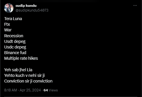 Appreciate this kind of spirit 🔥

Any dump/correction is just another opportunity to buy the altcoins.

You waited for it more than 2years and faced everything 👇