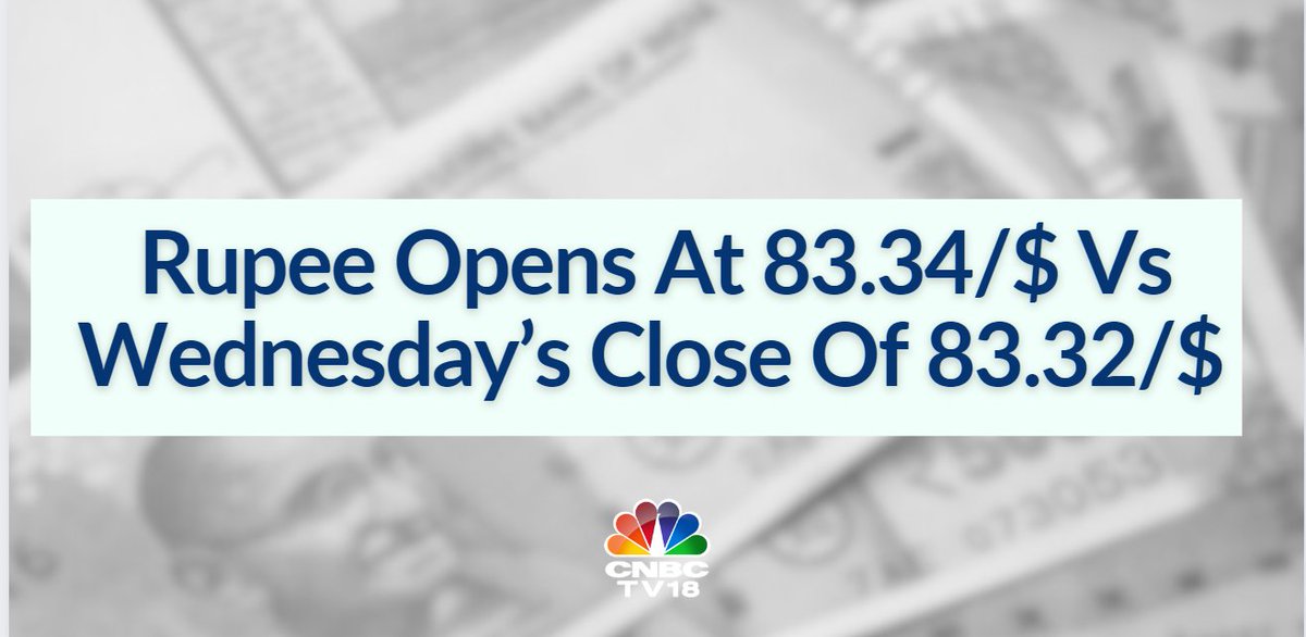 #RupeeCheck | #Rupee opens at 83.34/$ Vs Wednesday's close of 83.32/$

#DollarRupee #RupeeVsDollar