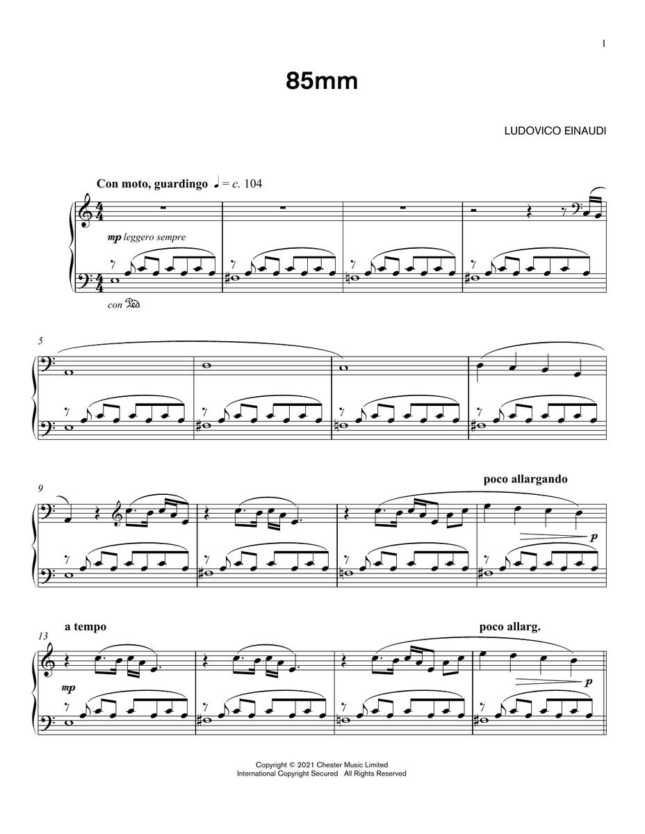 Ludovico Einaudi 85mm Sheet Music Notes freshsheetmusic.com/ludovico-einau… #ludovicoeinaudi #piano #music