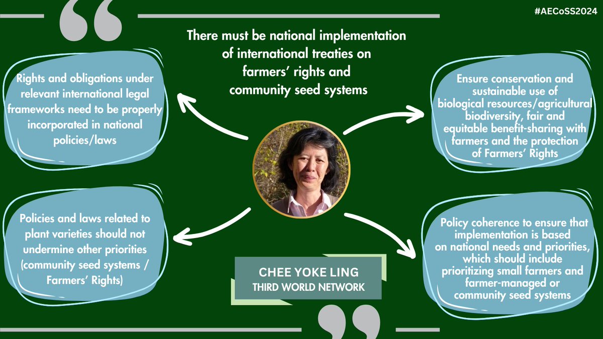 @YokeLing15 of @3rdWorldNetwork gave an overview of the international treaties that benefit & impact farmers' rights and community seed systems in Malaysia and the importance of national implementation of these rights and obligations.