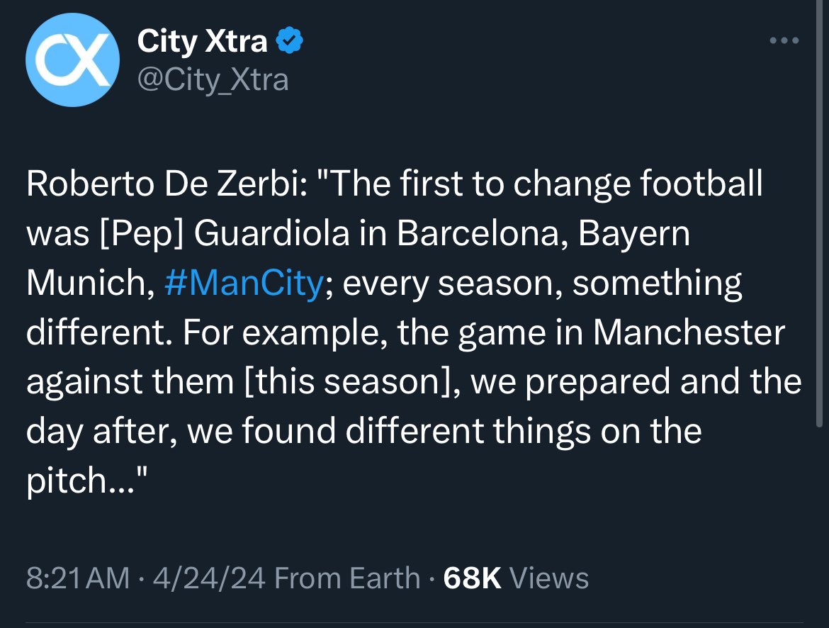 The tweet below was what RdZ found by the way, a City team uncharateristically moving a lot against Brighton’s m2m high press. Pep continues to evolve every season, that’s what makes him so successful.