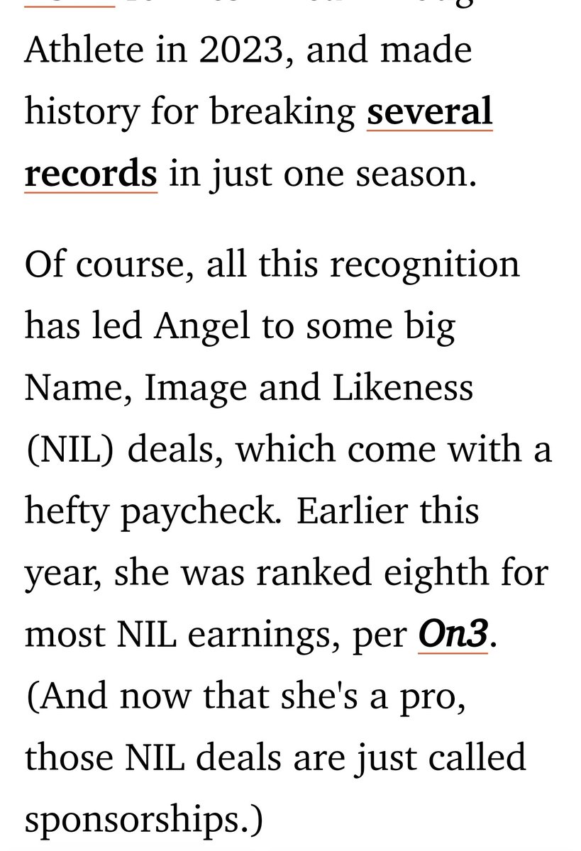 @GryKngBlakState You know sports or nah, NIL deals before she went pro now turning into sponsorships she had a shoe deal before going into the Draft with reebok, her Petworth is 1.8 mil before she even touches to court as a pro, ad on her salary for playing and incentives she's on track