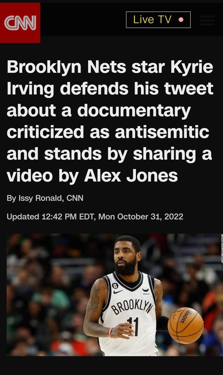CORI BUSH is supported by Kyrie Irving. For those that forgot Irving was suspended for several games in 2022 and condemned by the Anti-Defamation League (ADL), the NBA, the Brooklyn Nets, and Nets' owner Joe Tsai, for an antisemitic post linking a vid produced by ALEX JONES