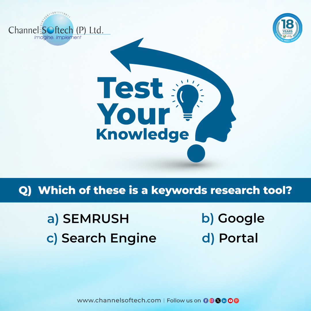 Drop your answer in the comments and let's see who gets it right!

#semrush #searchengine #google #portal #keywordresearch #keywordresearchtool #quiz #testyourknowledge