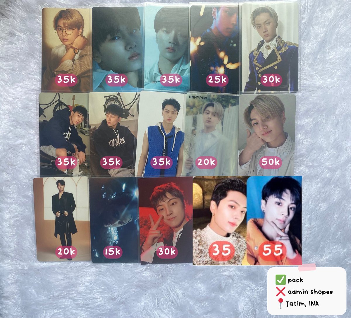 ᯓᡣ𐭩 WTS Want To Sell

⁃price in pic (IDR)
⁃not 4 sensitive buyer
⁃Shopee Video✅
⁃WW buyer must have INA Address
⁃⭕️ pack
⁃❌ admin shopee 6%
📍 Jatim, INA

lfb wts wtb enhypen album photocard pc poca 포카 jay 제이 ina ph