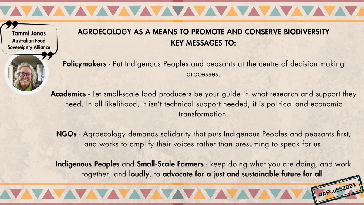 Tammi Jonas, Australian Food Sovereignty Alliance spoke on opportunities & challenges toward an agroecological transition & why Indigenous Peoples & peasants are the world’s best stewards for seed, with the traditional knowledge of how to cultivate & store them for 1000s of years