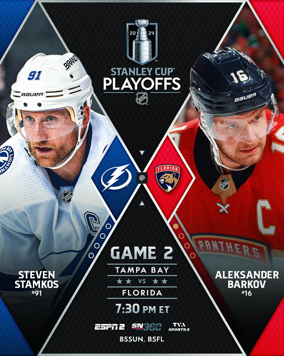 The @FlaPanthers took Game 1 in a close battle against their intrastate rivals. Will the @TBLightning respond in Game 2? Catch the action at 7:30 p.m. ET on @ESPN, @Sportsnet and @TVASports. #NHLStats: media.nhl.com/public/news/17…