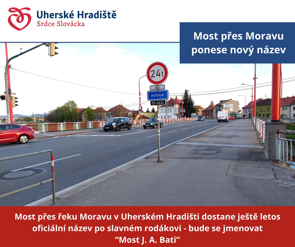 MOST JANA ANTONÍNA BATI -  to je nový oficiální název mostu přes řeku Moravu v <a href="/UHradiste/">Uherské Hradiště</a> , který včera schválili zastupitelé. 1url.cz/zuyH2