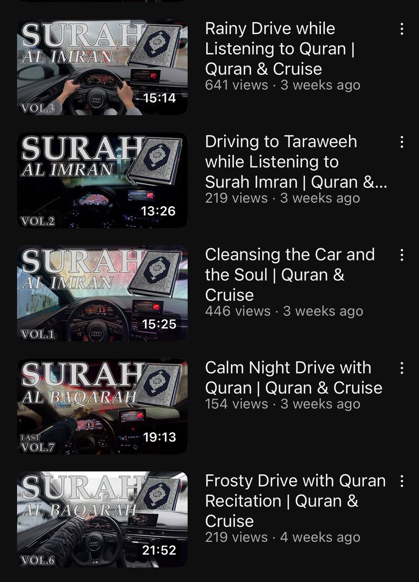 just found out about a guy who does videos where he drives his s4 while listening to Quran and its now my version of asmr