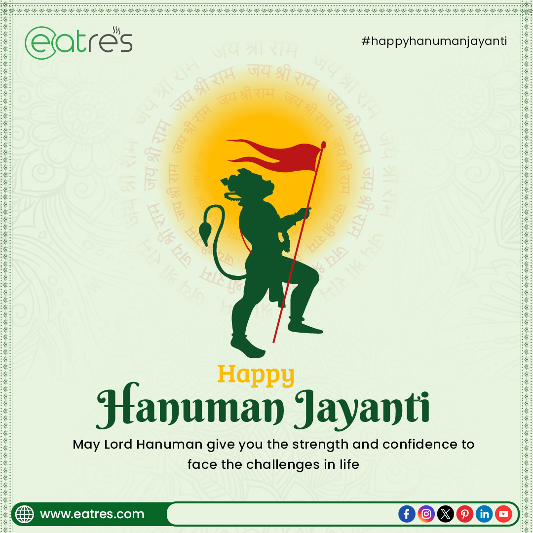eatresolution's tweet photo. May the divine presence of #LordHanuman fill your home with happiness &amp; prosperity. Wishing you strength &amp; wisdom on this #HanumanJayanti.🕉️

#hanumanjayanti2024 #hanumanjanmotsav #HanumanJi #JaiHanuman #jaibajrangbali #JaiShreeRam #ॐ_हं_हनुमंते_नमः #हनुमानजयंती #TechnologyNews https://t.co/Haphu9BjLT