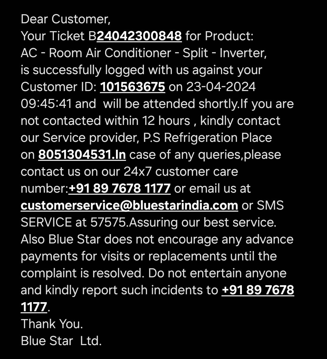 Prashant_Kr_Sh's tweet photo. @BlueStarLtd  I have made call to customer care till time nobody came and no one called me..!

Please refer the given request so kindly check and revert regarding this call No - B24042300848 https://t.co/C0hCd5kdgg