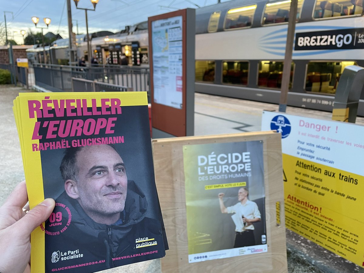 Sur les quais de la gare de #MontfortSurMeu ce matin, pour parler redistribution des richesses, transition écologique, réindustrialisation de nos territoires et protection de nos démocraties avec @rglucks1.

Le 9 juin, faisons basculer l’Europe à gauche !

#RendezVousLe9Juin