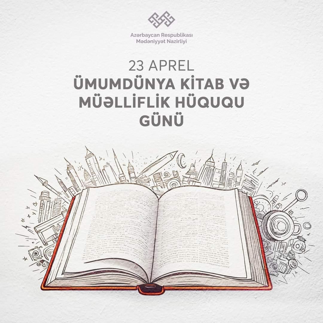 Bu gün Dünya Kitab və Müəlliflik Hüququ Günüdür. Bu barədə qərar 1995-ci ildə Parisdə UNESCO-nun Baş Konfransında qəbul edilib.

#Azərbaycan #MədəniyyətNazirliyi #mədəniyyət #kitab #MüəlliflikHüququ