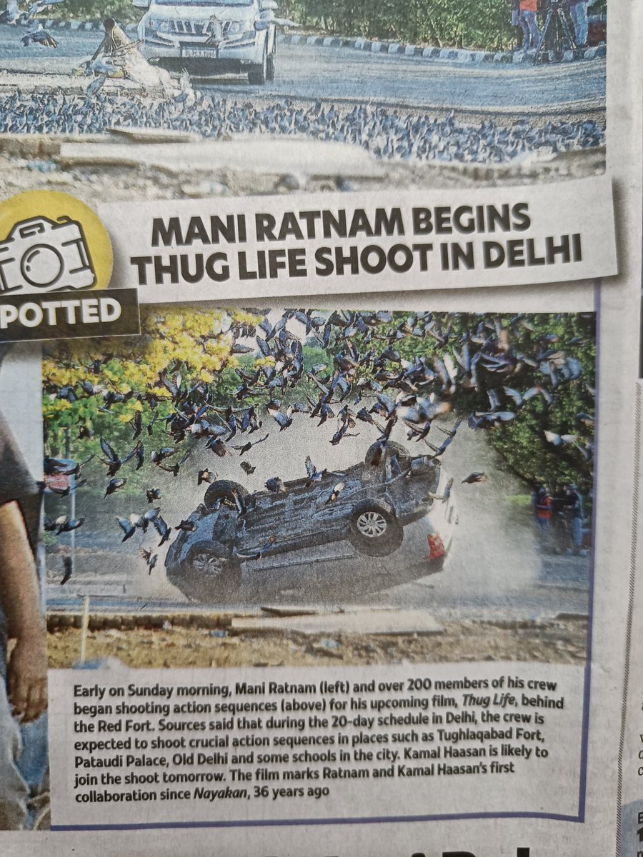 Exclusive pic from #Thuglife Action Sequence! from @ChennaiTimesTOI #Ulaganayagan @ikamalhaasan - Mani Ratnam 's Mega Biggie Shooting has started in Delhi with 200 crew members. #KamalHaasan to join the shoot very soon.