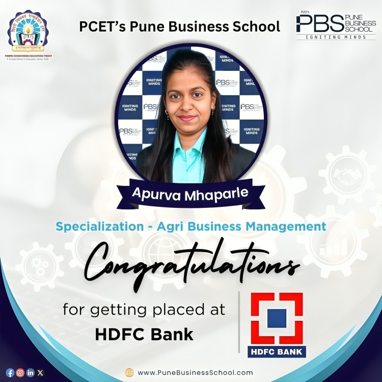 A big congratulations to Ms. Apurva Mhaparle for getting placed with #HDFCBank one of dream companies to work with! We give our best wishes to all of you for a brighter future ahead!

#PCET #PBS #Placed #SuccessUnleashed #HDFCBank #Placement2023 #BestOfLuck #PGDM