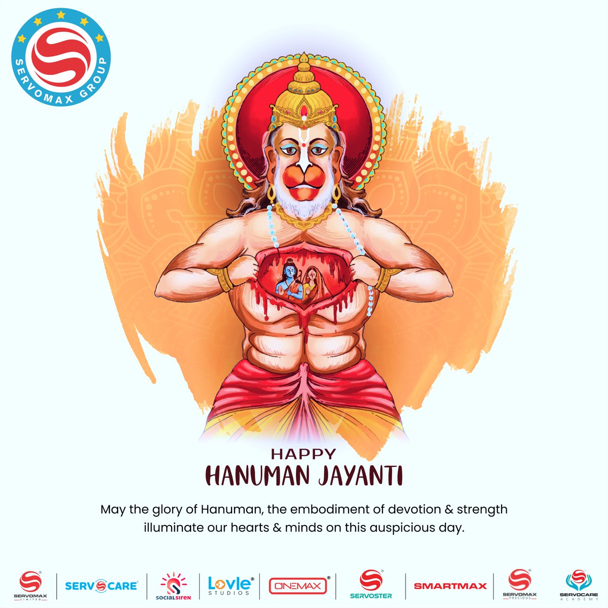 May the glory of #Hanuman, the embodiment of devotion & strength, illuminate our hearts and minds on this auspicious #HanumanJayanti. #JaiShreeRam!🙏🏽

#ॐ_हं_हनुमंते_नमः #जय_हनुमान #हनुमान_जन्मोत्सव  #HanumanJayanti2024 #LordHanuman #HanumanJanmotsav

#SERVOMAX #SERVOMAXLimited