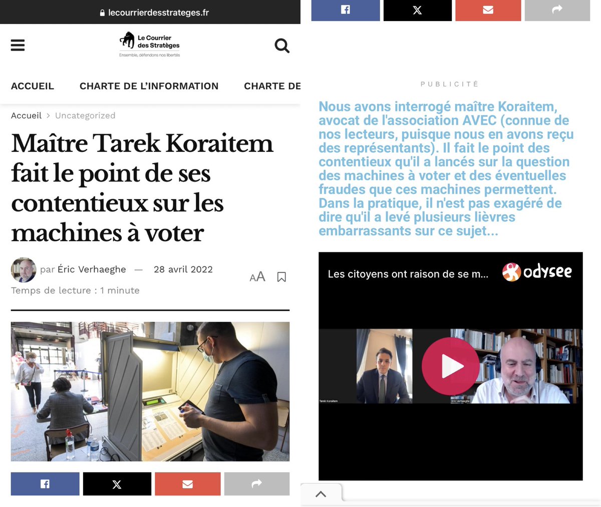 <a href="/BenjaminSke/">Benjamin.phi🔻</a> <a href="/mbompard/">Manuel Bompard</a> <a href="/AVECnous2022/">AVEC, Association d'Observation des Élections...</a> J’ai simplement suivi le travail de l’asso qui a constaté des irrégularités et a déposé un recours. Débouté car ce sont les candidats qui doivent faire un recours pour qu’il soit pris en compte. Ça pousse au contraire à aller encore + voter pour contrer les votes électroniques.