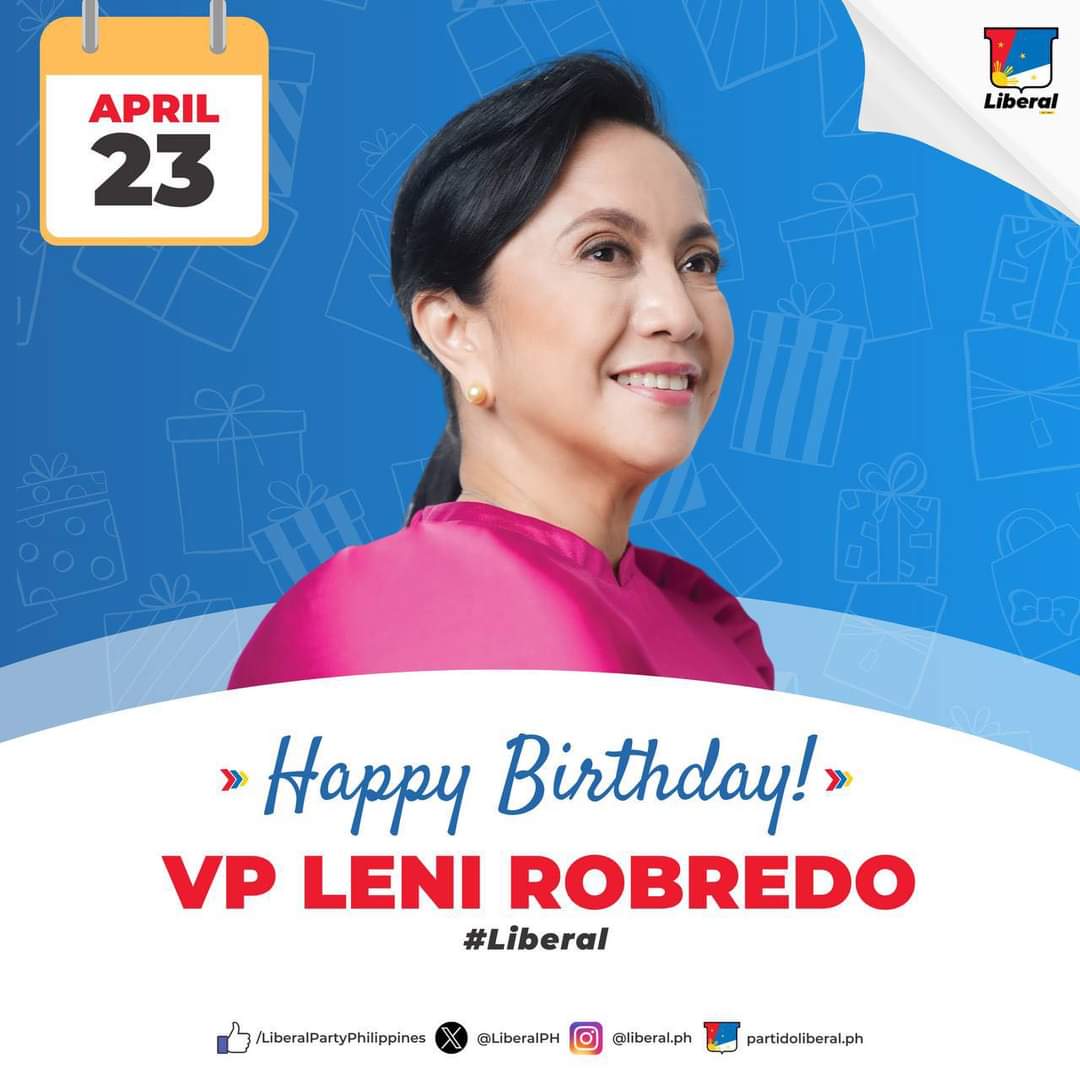 PAGBATI NG PARTIDO LIBERAL Maligayang kaarawan sa ika-14 na bise presidente ng Pilipinas at dating tagapangulo ng Partido Liberal, Leni Gerona Robredo! Maraming salamat sa patuloy na paggabay, pagsuporta, at pagiging inspirasyon. Lagi naming ipagmamalaki ang pakikipagtrabaho sa…