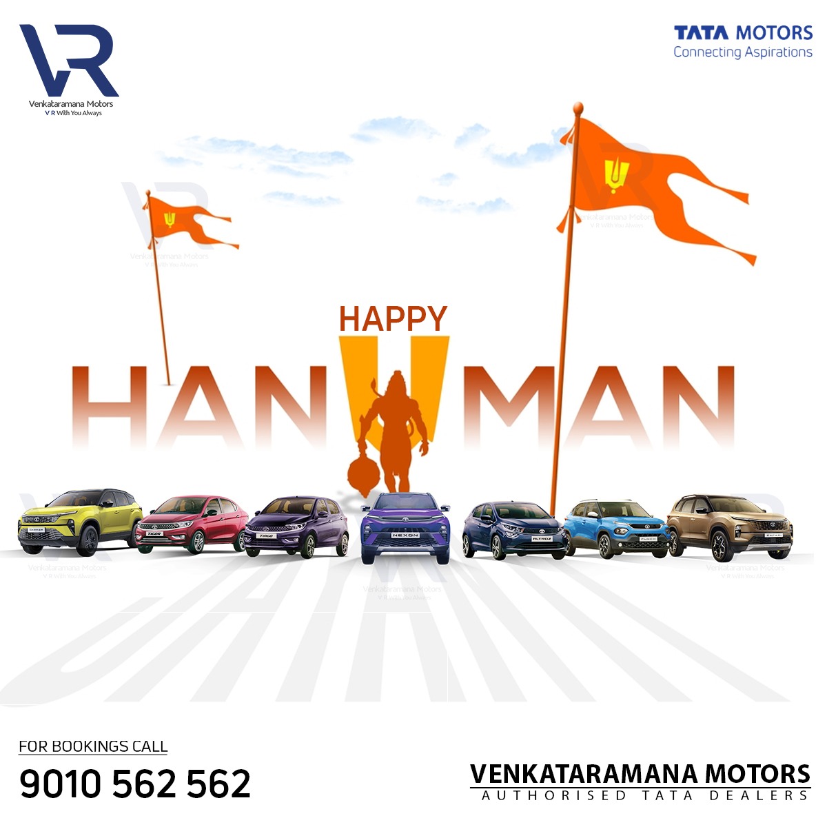 May Lord Hanuman bless you with wisdom, strength, & courage to overcome all challenges and lead a fulfilling life. #HappyHanumanJayanti. #hanuman #mahadev #ram #india #hanumanji #hanumanchalisa #jaihanuman #lordhanuman #jaishriram #HanumanJayanti2024 #TataMotors #VvcGroup