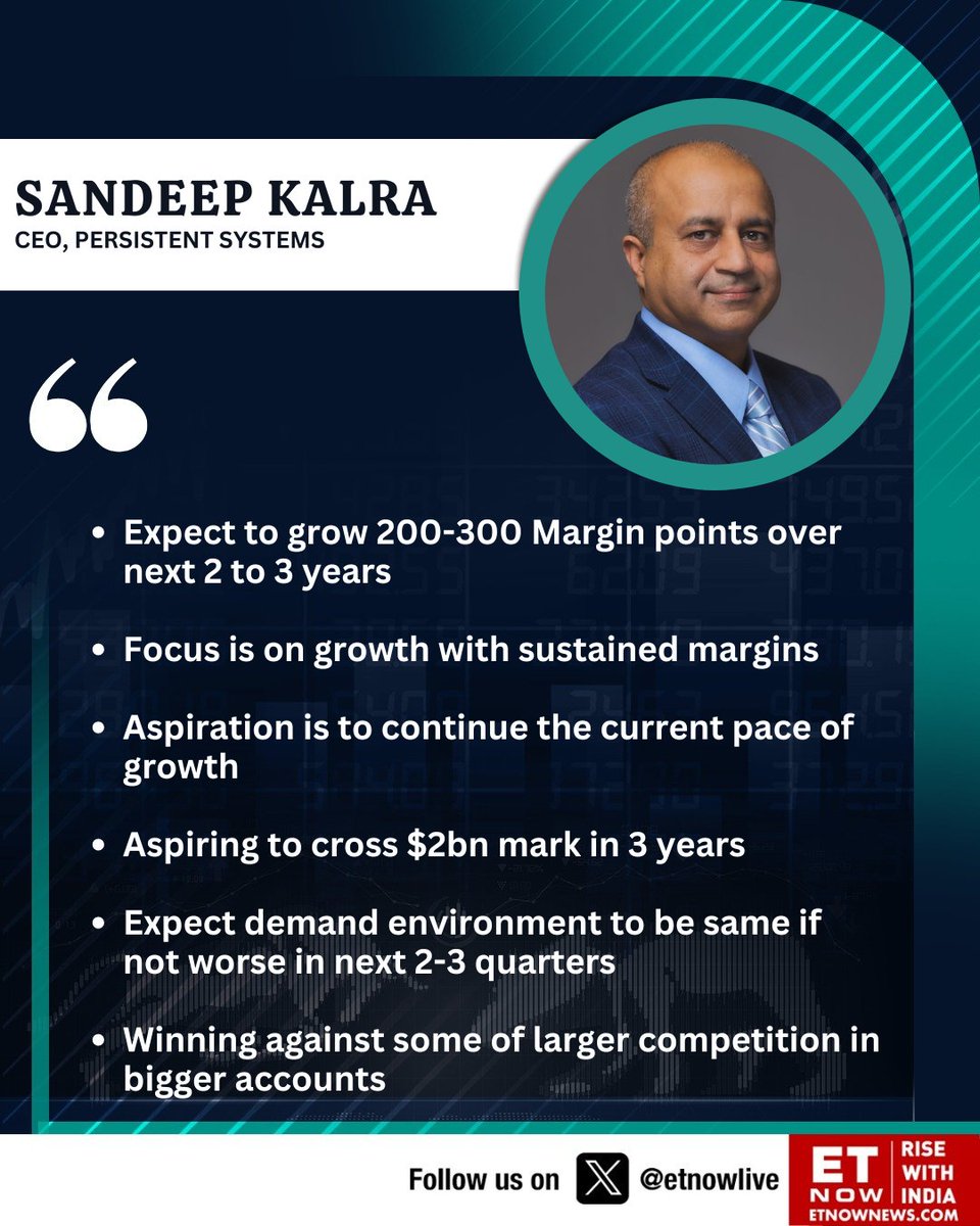 #OnETNOW | 'Aspiring  to cross $2bn mark in 3 years' says Sandeep Kalra of Persistent Systems

@skkalra