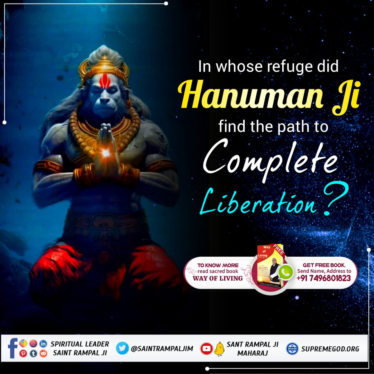 #अयोध्यासे_जानेकेबाद_हनुमानको मिले पूर्ण परमात्मा
Story of Hanuman ji
Supreme God in the form of Muninder Rishi, came

from Satlok and met Hanuman ji and imparted True Spiritual Knowledge to Him. 12th chapter 'Hanuman Bodh', page 113 of Kabir Sagar.
Sant Rampal Ji Maharaj