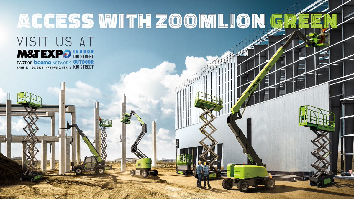 🌟 Tomorrow is the big day! Join #ZOOMLIONACCESS at #M&T Expo in São Paulo, Brazil, at Indoor Booth D10 & Outdoor Booth K10. Get ready to explore the latest innovations from Zoomlion! See you there! 🏗🇧🇷 For more info: awp@zoomlion.com