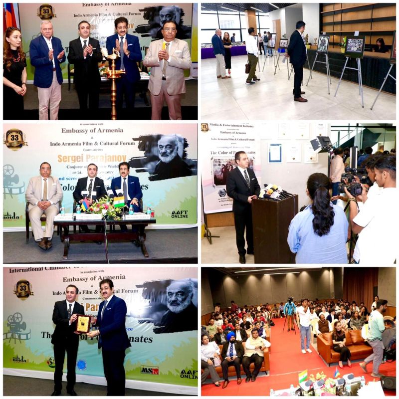 SHABAAZ55135365's tweet photo. Celebration of 100 Years of Film Maker Sergei Parajanoy, Screening of his Film and an Exhibition of Paintings from Armenia 🇦🇲 at Marwah Studios inaugurated by H.E. Mr. Vahagn AFYAN Ambassador of Armenia to India- 🇮🇳 🇦🇲 Indo Armenia Film and Cultural Forum
#icmei #IndoUK #aaft https://t.co/DJtXPTZzb1