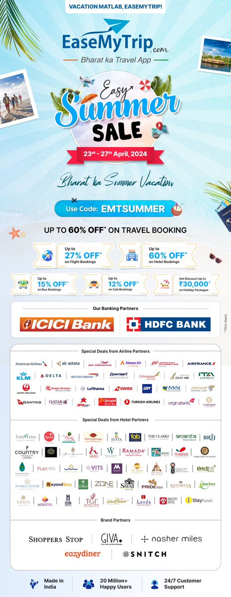 Book your rundown of should-dos trip with @EaseMyTrip and put away to 60 percent! Unprecedented courses of action on flights and hotels expect. Travel With EaseMyTrip