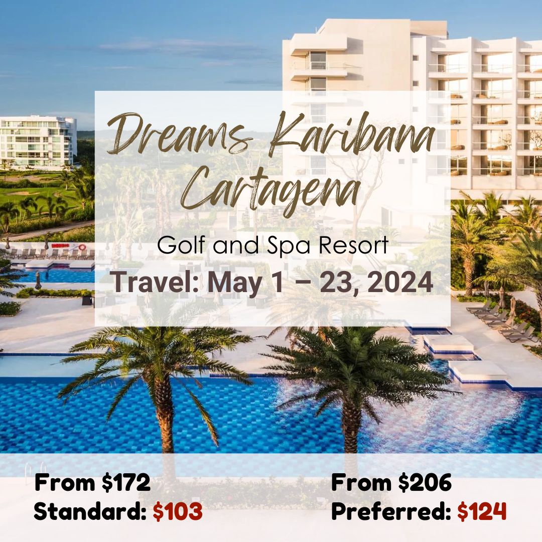 Book with us today and escape to Dreams Karibana Cartagena!   Unwind in paradise and let the Caribbean magic enchant you. Immerse in   vibrant culture, rejuvenate in serene surroundings, and create blissful   memories. For more information, email us at jlanecrushingverticals.com
