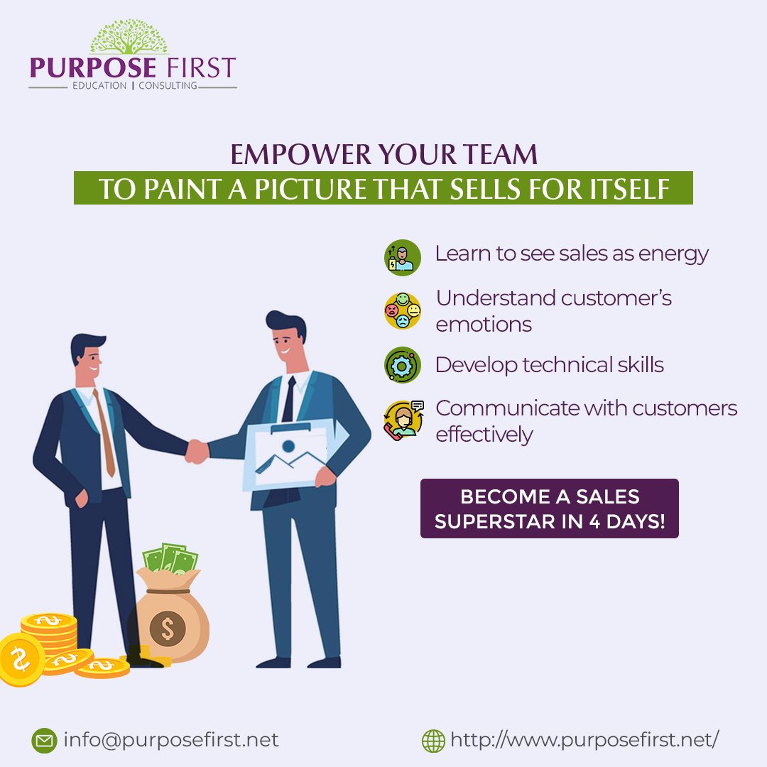 Boost sales performance with effective techniques. From rapport building to overcoming objections, let's drive your team's success!

#purposefirst #upskilling #highereducation #organisationdevelopment #corporatetraining #OrganizationalGrowth #consultancy