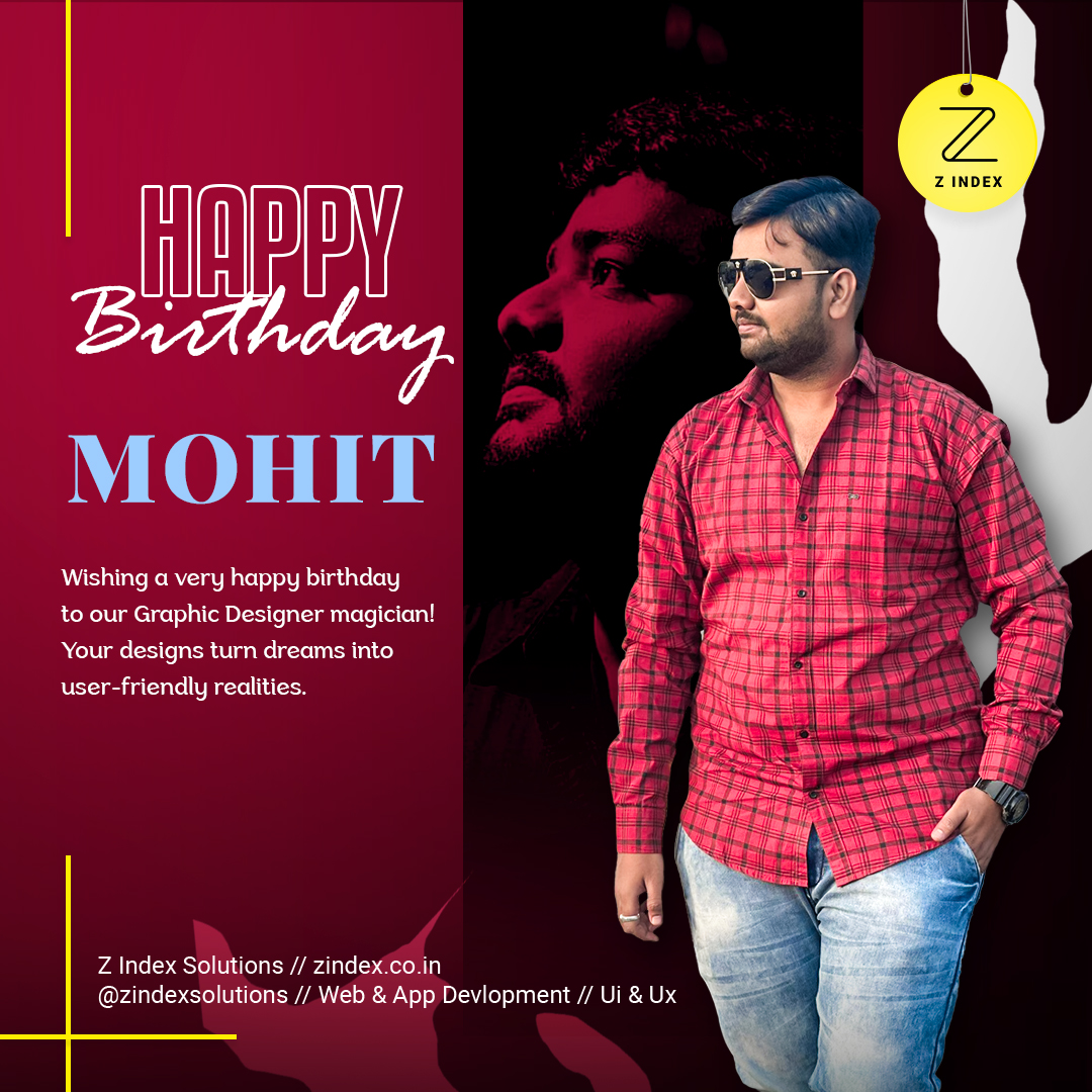 🎉Z Index Solutions wishing you a Happy birthday Mohit!🤩

🎨Today, we're celebrating the birthday of our incredibly talented Graphic Designer! 🎂🎉

#HappyBirthday #GraphicDesigner #CreativeGenius #CelebrationTime #Creativeking #Birthdayboy #TeamCelebrations #MohitDay