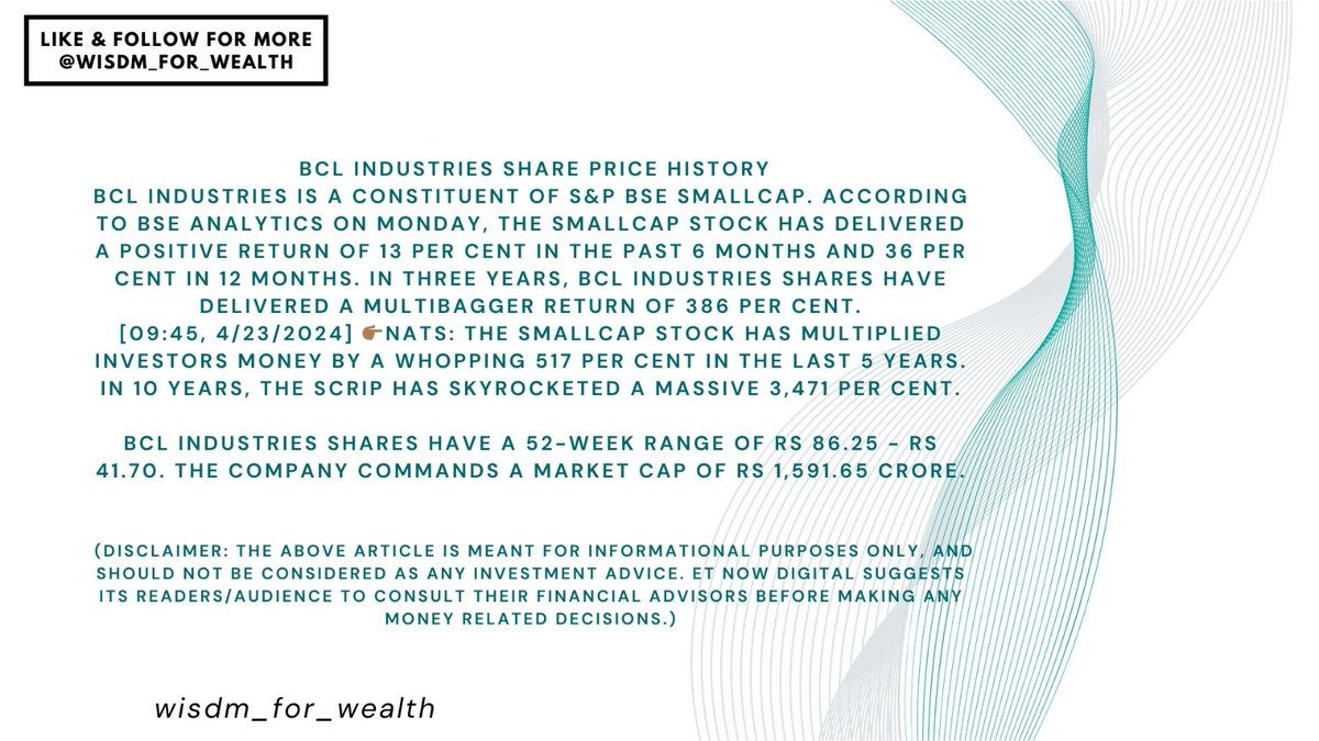 BCL Industries Ltd shares Today gained amid firm buying in domestic equity market.
#stocks #shares #TradingTips #trading #investment