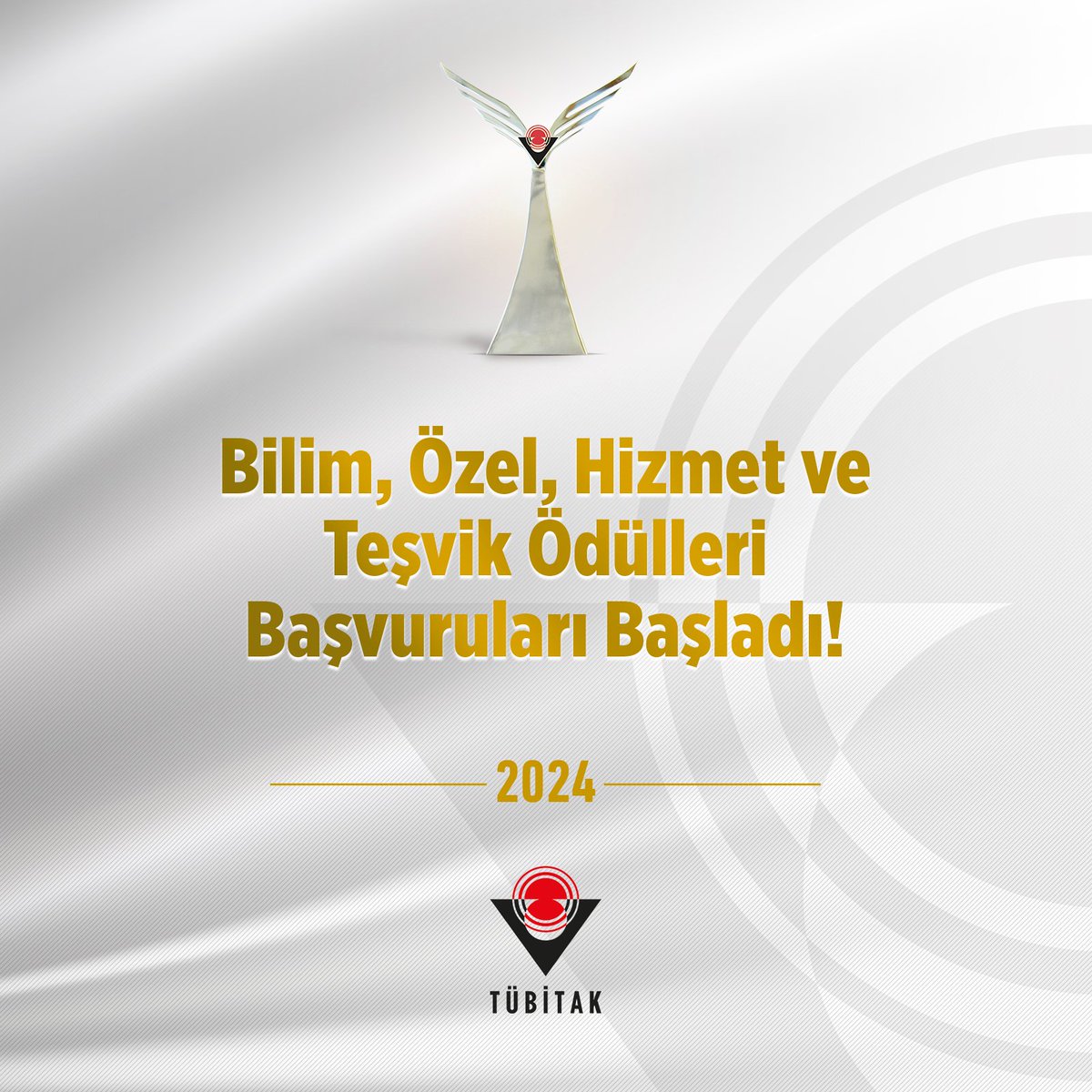 TÜBİTAK 2024 yılında Ülkemizi bilimle her gün bir adım daha ileriye taşıyanlara 4⃣ kategoride ödül verecek 🏆 1- Bilim Ödülü: 2- Özel Ödül: 3- Hizmet Ödülü: 4- Teşvik Ödülü: Son başvuru tarihi: 🗓️ 31 Mayıs 2024 ⏰ 17.00 Detaylar: 👇 tubitak.gov.tr/tr/duyuru/2024…