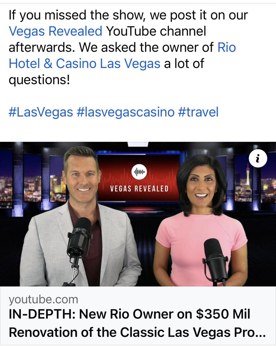 We’ve had a lot of great feedback about our latest @vegasrevealed TV show & interview. We post it on our YouTube after it airs. Watch here: youtu.be/YyICimiMyCU?si…